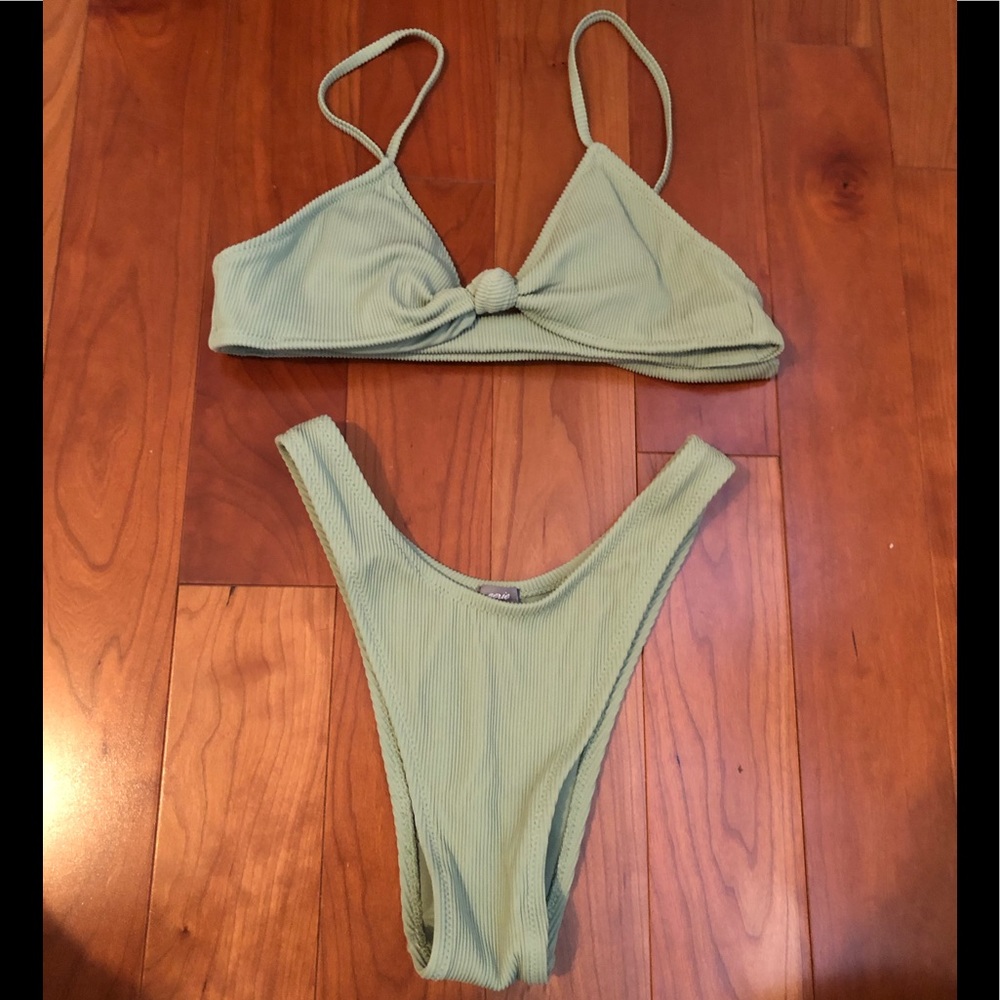 Aerie Seafoam Green High Waisted Cheeky Bikini